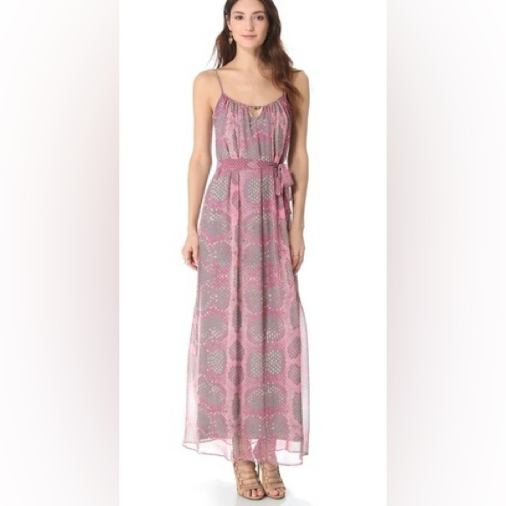 Twelfth Street By Cynthia Vincent Maxi Dress Medium Adana Embellished Silk Snake